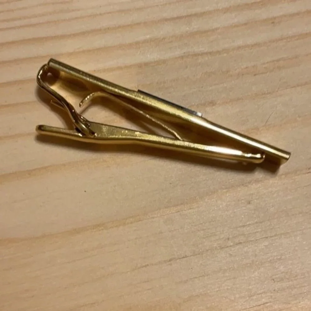 Gold Tie Clip With Black Enamel Accent